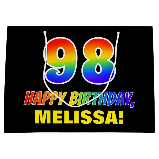 98:e födelsedag: fetstil, Roligt, enkel, regnbåge  (Framsidan)