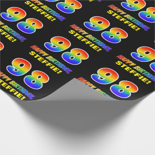98:e födelsedag: fetstil, Roligt, enkel, regnbåge Presentpapper