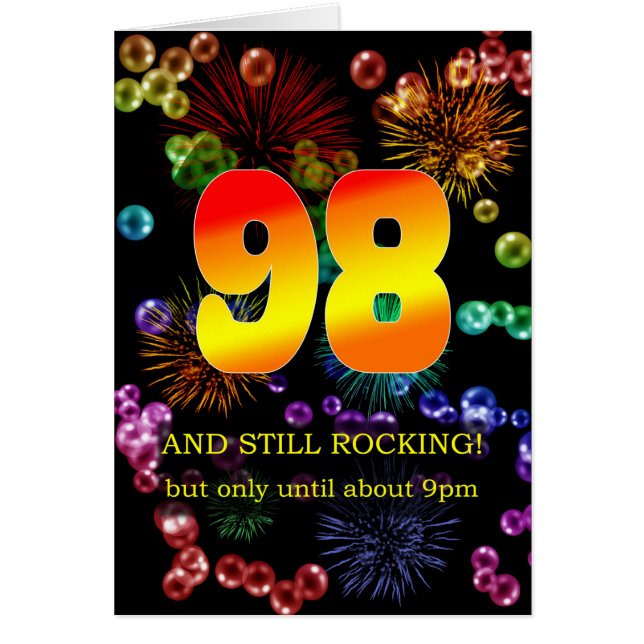 98:e födelsedag fortfarande i raketläge hälsningskort (Framsidan)