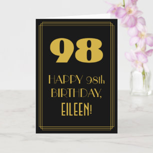 98:e födelsedagen ~ Art Deco Inspired Titta "98" & Kort