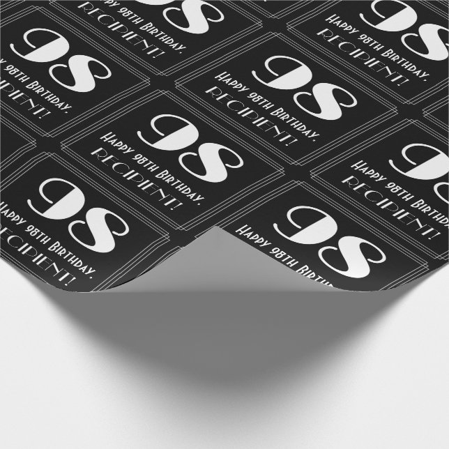 98:e födelsedagen - Art Deco Inspired Titta "98",  Presentpapper (Hörn)