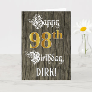 98:e födelsedagen: Faux Guld Titta + Faux Wood Mön Kort