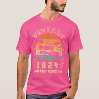 98:e födelsedagen ger Drummer Retro 1924 Drums T Shirt