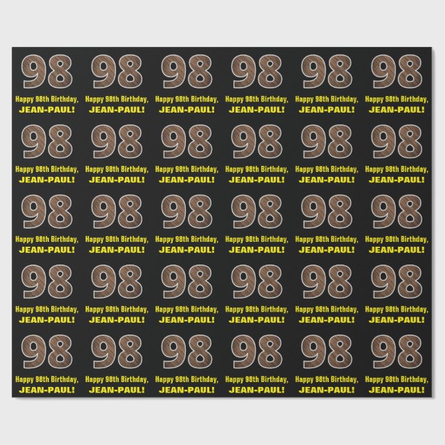 98:e födelsedagen: Namn & Faux Wood Grain Mönster  Presentpapper (Platt)