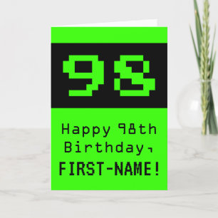 98:e födelsedagen: Nerdy/Geeky Stil "98" och Namn Kort