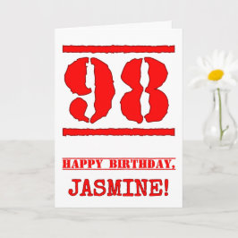 98:e födelsedagen: Roligt, Red Rubber Frimärke Ins Kort