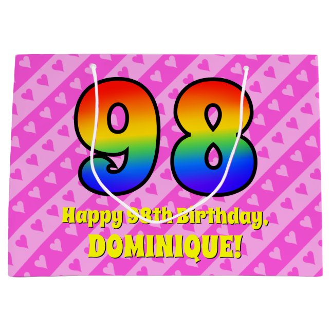 98:e födelsedagen: Rosa Rand & Hearts, regnbåge nr (Framsidan)