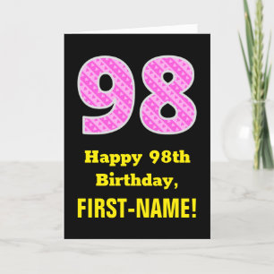 98:e födelsedagen: Rosa Rand och örhängen "98" + N Kort