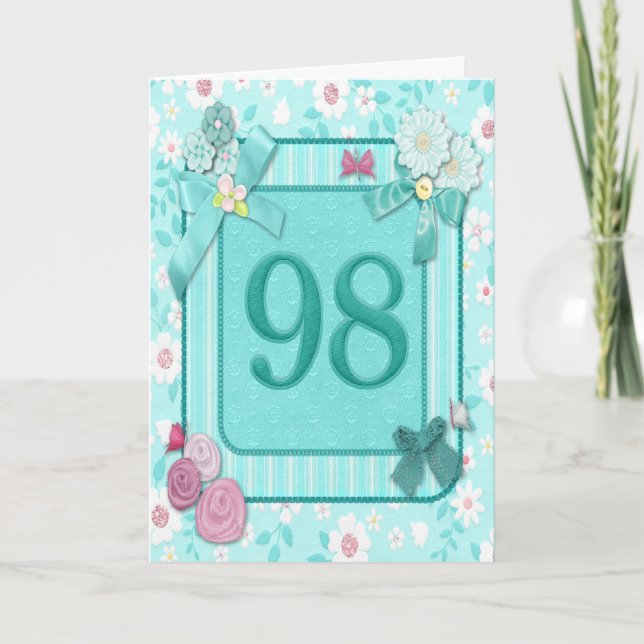 98:e födelsedagskort med blommor kort (Framsida)