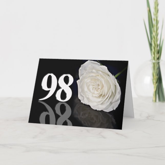 98:e födelsedagskort med klassiskt vit ros kort (Framsida)