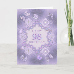 98:e födelsedagskort med lavender-blommor kort