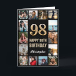 98:e Grattis på födelsedagen Black and Guld Photo  Kort<br><div class="desc">98:e Grattis på födelsedagen Black and Guld Photo Collage Birthday Card. Om du vill göra ytterligare anpassningar klickar du på knappen "Anpassa" och användor verktyg som är utformat för att ändra mallen.</div>