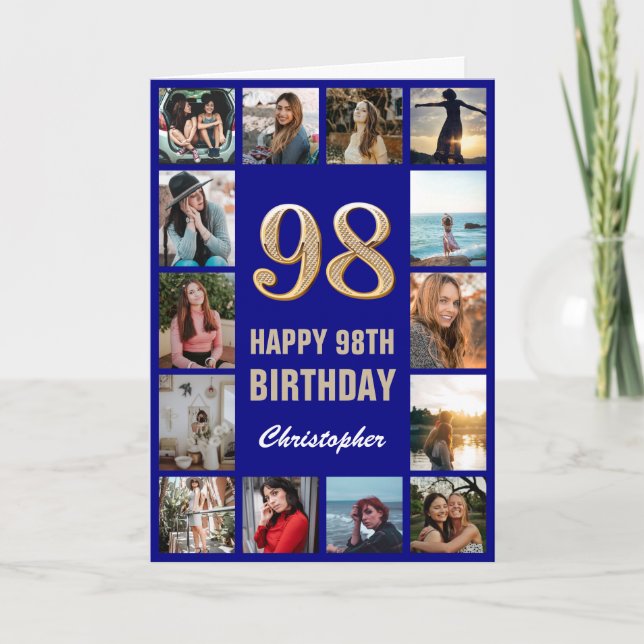 98:e Grattis på födelsedagen-flottan, blå och Guld Kort (Framsida)