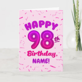 98th Balloon Number Custom Name Birthday Card Kort