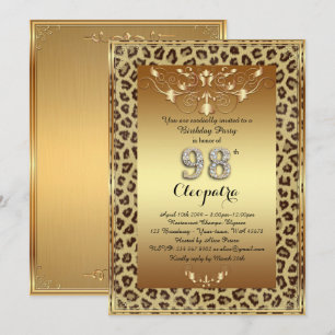 98th födelsedagsfest 98th, kunglig Cheetahguldplus Inbjudningar
