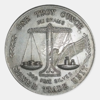 999 One Troy Ounce Silver Front and Back Runt Klistermärke