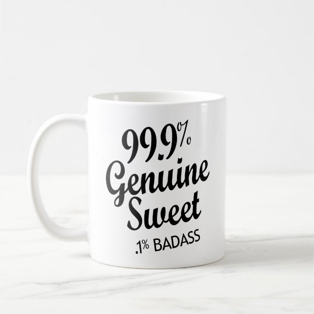 99,9 % Äkta, svett, 1 % Badass (2) Kaffemugg (Vänster)