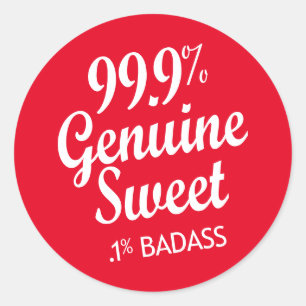 99,9 % Äkta, svett, 1 % Badass (2) Runt Klistermärke