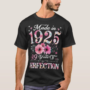 99 års ålder 1925 Blommigt 99:e födelsedagspresent T Shirt