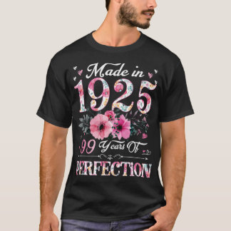 99 års ålder 1925 Blommigt 99:e födelsedagspresent T Shirt