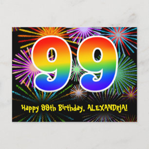 99-årsdag – Roligt fyrverkerimönster + Regnbåge 99 Vykort