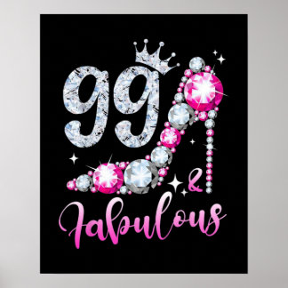 99:e födelsedag med hög hälsenorm Krona Diamond Poster