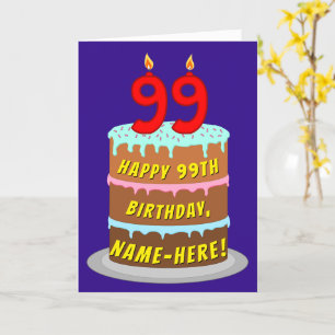 99:e födelsedag: Roligt Cake and Candles + Custom Kort