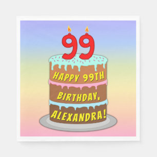99:e födelsedag: Roligt Cake and Candles + Custom  Pappersservett
