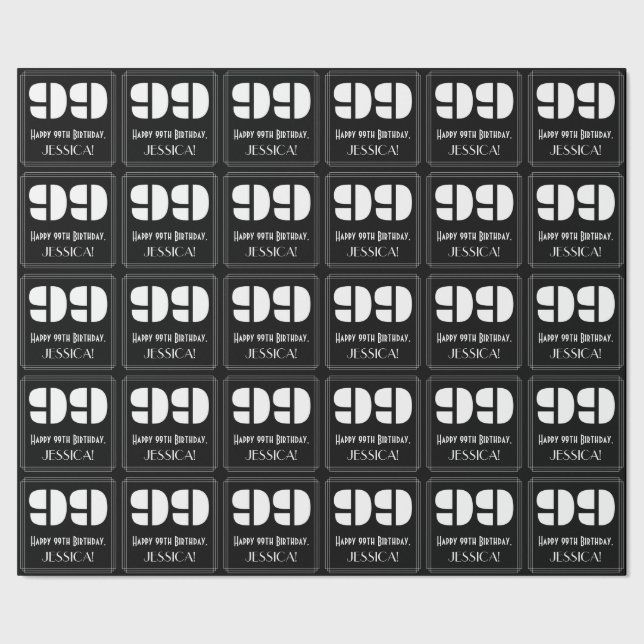 99:e födelsedagen: Art Deco Inspired Titta "99" oc Presentpapper (Seam)