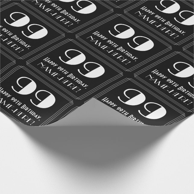 99:e födelsedagen - Art Deco Inspired Titta "99",  Presentpapper (Hörn)