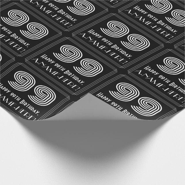 99:e födelsedagen: Art Deco Inspired Titta "99" w/ Presentpapper (Hörn)