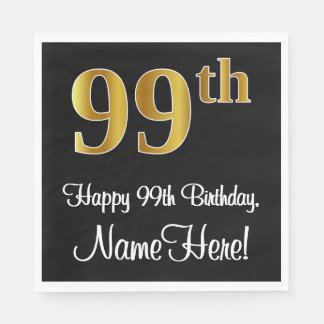 99:e födelsedagen ~ Elegant Luxurious Faux Guld Ti Pappersservett