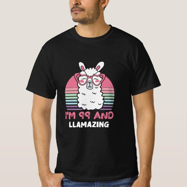 99:e födelsedagen Llama 99-årsdagen T Shirt (Framsida)