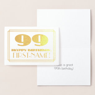99:e födelsedagen; Namn + Art Deco Inspired (99) Folierat Kort