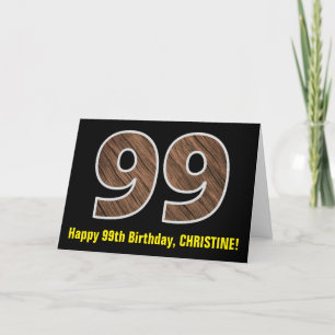 99:e födelsedagen: Namn + Faux Wood Grain Mönster Kort