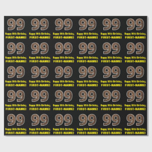 99:e födelsedagen: Namn & Faux Wood Grain Mönster Presentpapper