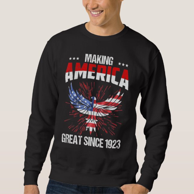 99:e födelsedagen Skapar Amerika Underbart sedan 1 Lång Ärmad Tröja (Framsida)
