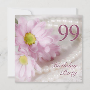 99:e Födelsedagsfest inbjudan med daisy
