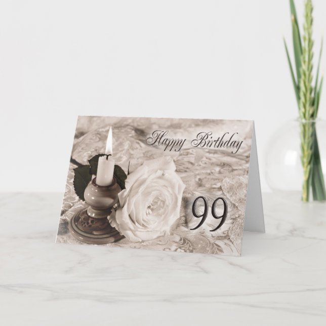 99:e födelsedagskort med antika ro kort (Framsida)