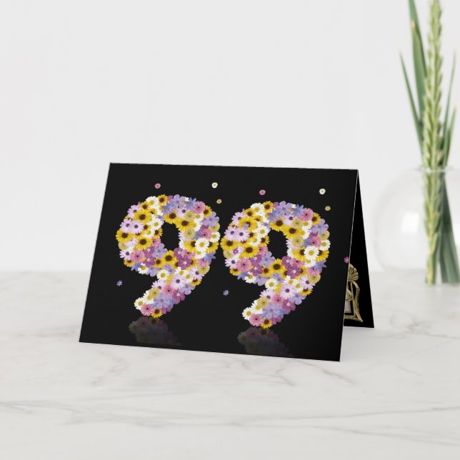 99:e födelsedagskort med brev i blommorna kort (Framsida)