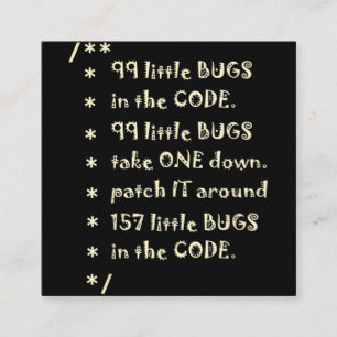 99 Kryp i Software av koden Funny Ingenjör Tester Fyrkantigt Visitkort