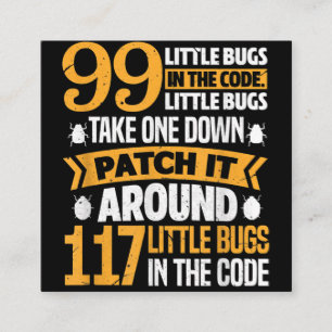 99 Little Kryp in Code Väg IT 117 Kryp Programer Fyrkantigt Visitkort