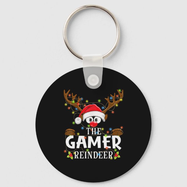 99 Matchande jul gamer ren julpyjamas  Nyckelring (Framsida)