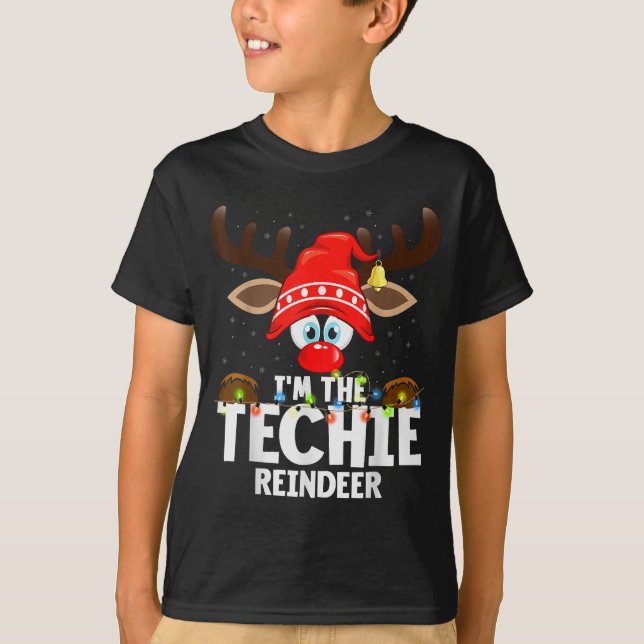99 Matching Christmas Reindeer - I'm The Techie -  T Shirt (Framsida)
