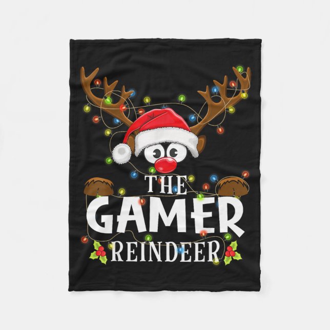 99 Matching Christmas The Gamer Reindeer Pajama  Fleecefilt (Framsidan)