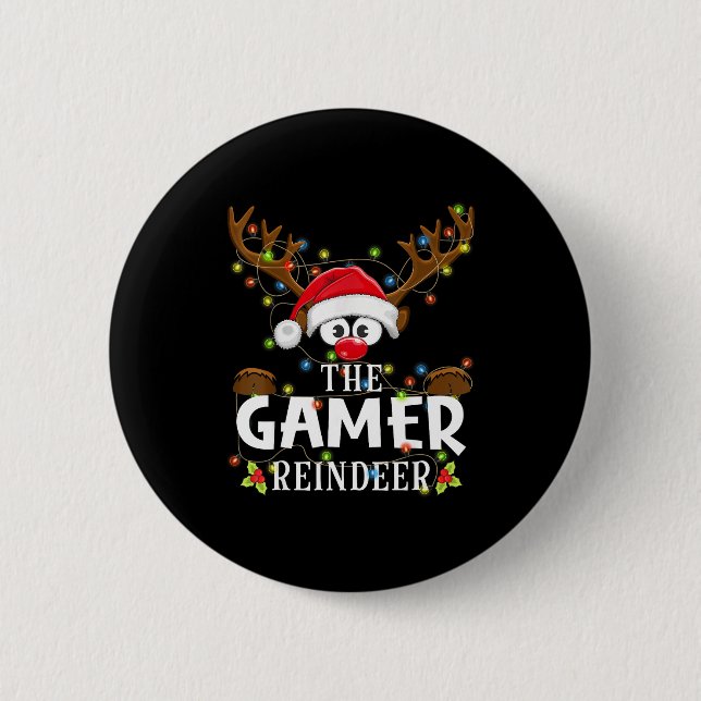 99 Matching Christmas The Gamer Reindeer Pajama  Knapp (Framsida)