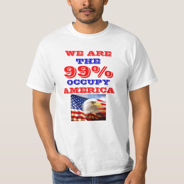 99 PROCENT UPPTAR DEN AMERIKA T-TRÖJA T SHIRT (Framsida)