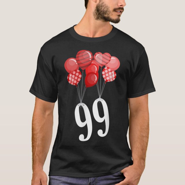 99 Red Balloons - Peace Kärlek 80 s Classic T-Shir T Shirt (Framsida)