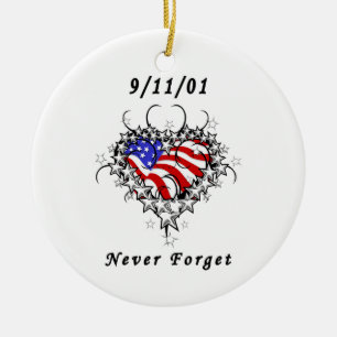 9/11/01 Patriotic Tattoo Julgransprydnad Keramik