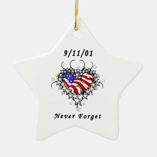 9/11/01 patriotiska tatuering julgransprydnad keramik